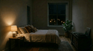 Add plant in corner near window
